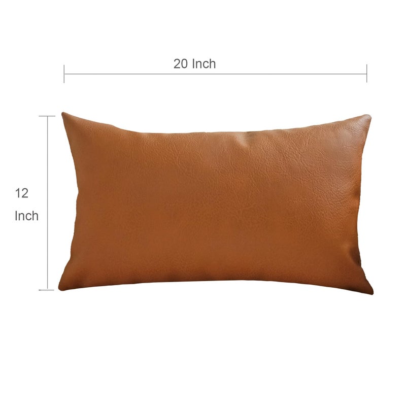 JOJUSIS Modern Leather Throw Pillow Cover for Couch Sofa Bed 12 x 20 Inch 100% Faux Leather - Image 2